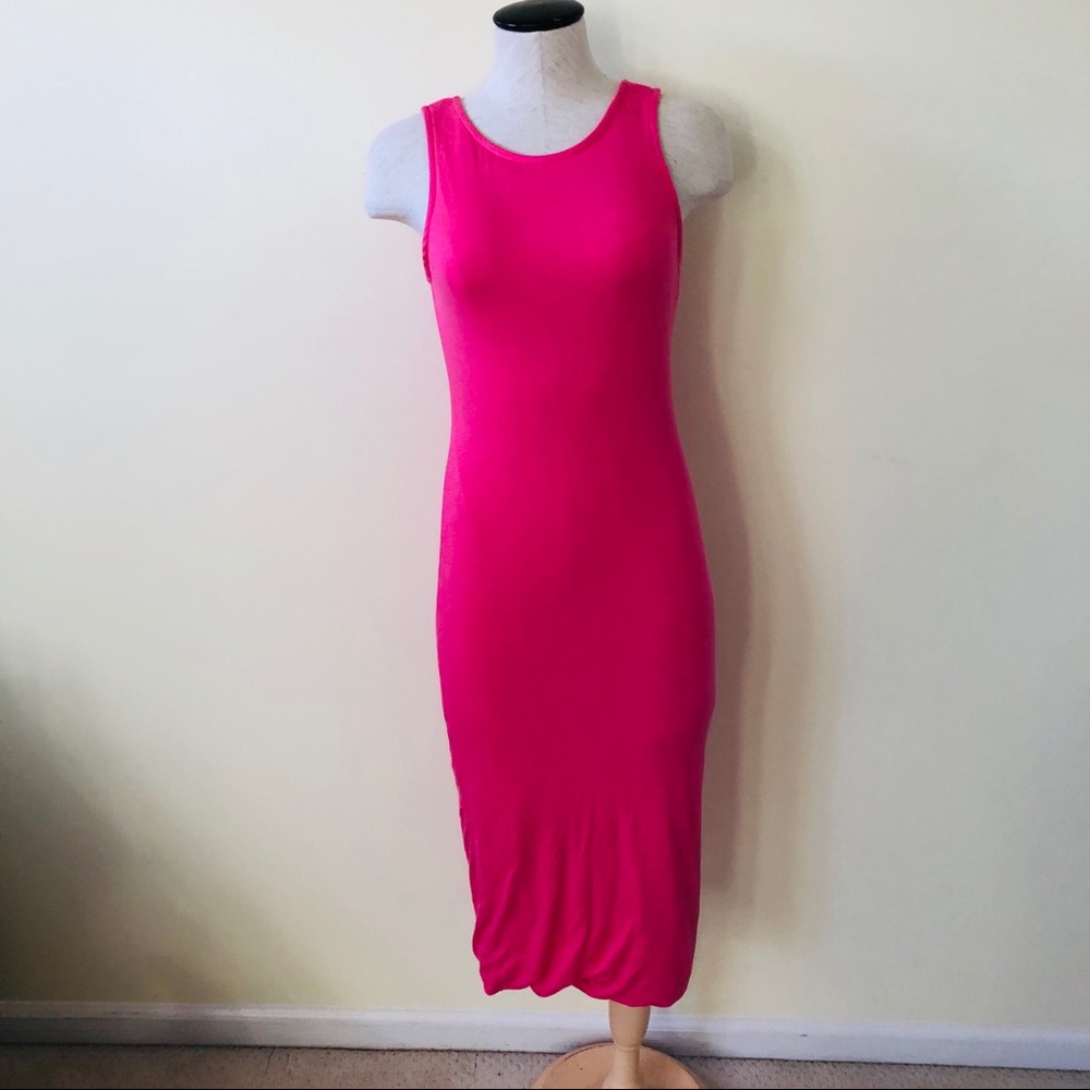 Uk2LA Hot Pink open low back bodycon dress